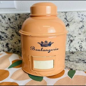 Anthro Small “Boulangerie” Peach Tin Canister